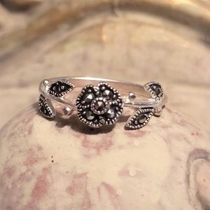 Sterling Silver and Marcasite Flower Ring